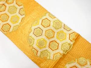 アンティーク　雪輪に亀甲・花模様織り出し袋帯(着用可)